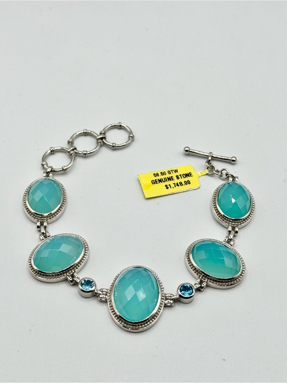 Sterling Silver Swiss Topaz Natural Gemstone Bracelet